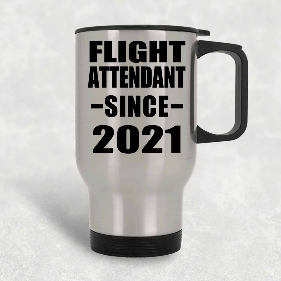 Flight Attendant Since 2021 - Silver Travel Mug