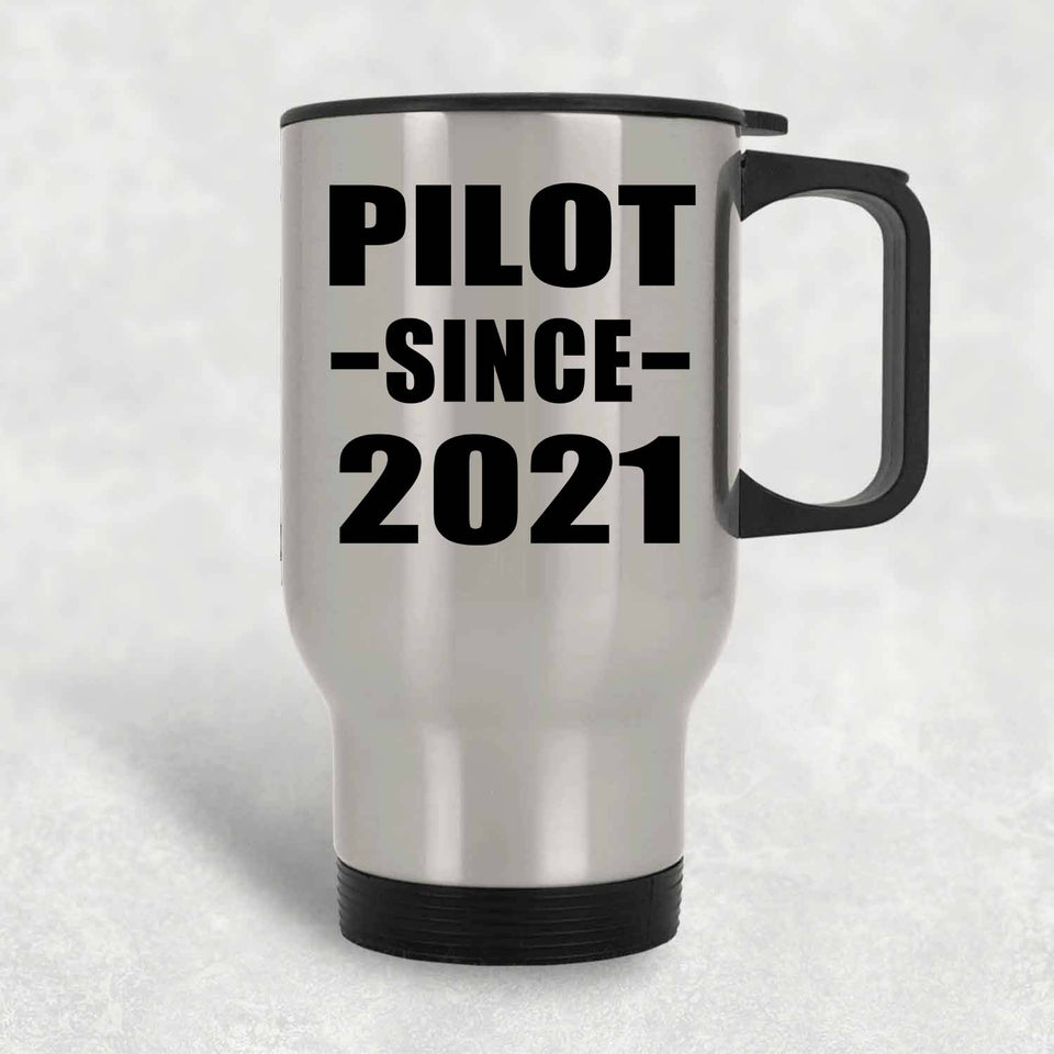 Pilot Since 2021 - Silver Travel Mug