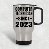 Computer Technician Since 2023 - Silver Travel Mug