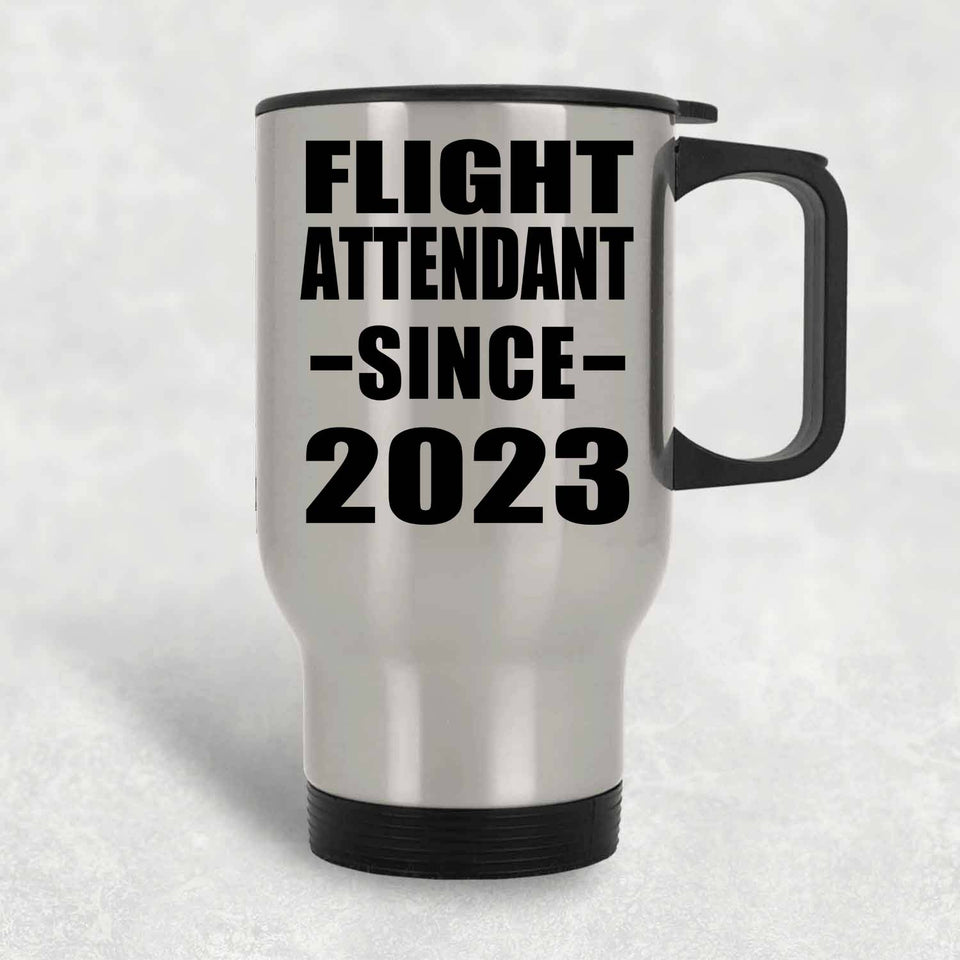 Flight Attendant Since 2023 - Silver Travel Mug