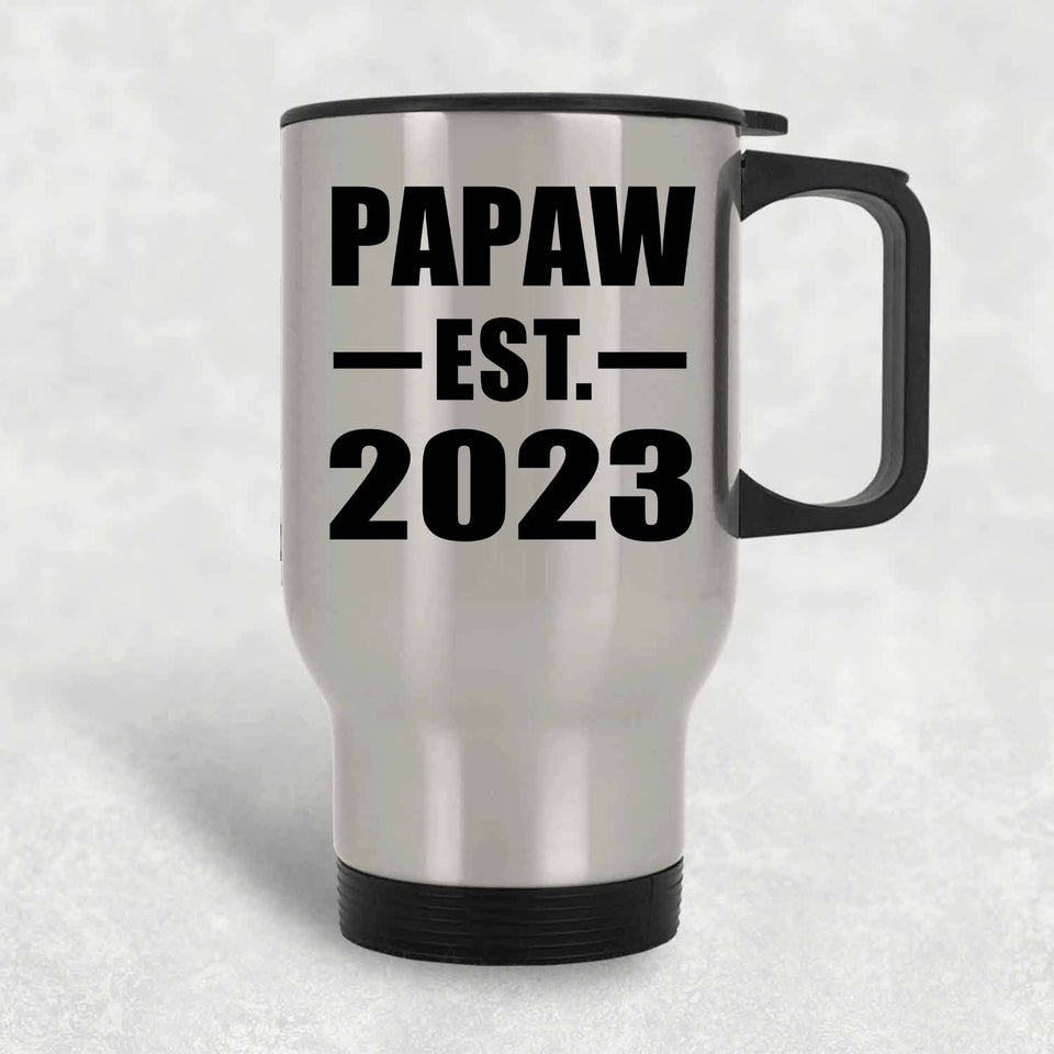Papaw Established EST. 2023 - Silver Travel Mug