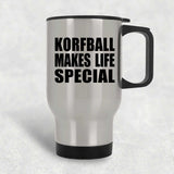 Korfball Makes Life Special - Travel Mug Silver