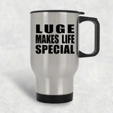 Luge Makes Life Special - Travel Mug Silver