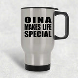 Oina Makes Life Special - Travel Mug Silver
