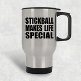Stickball Makes Life Special - Travel Mug Silver