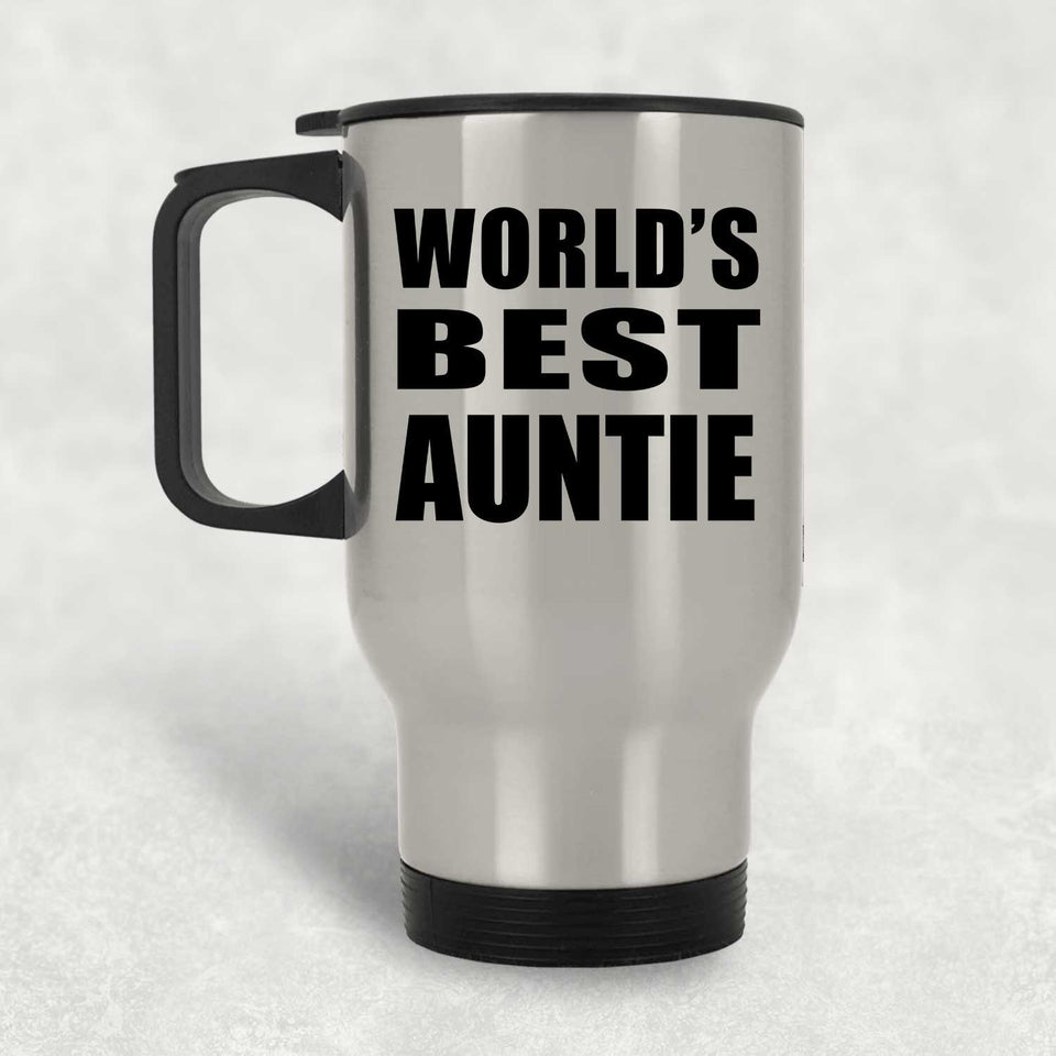 World's Best Auntie - Silver Travel Mug