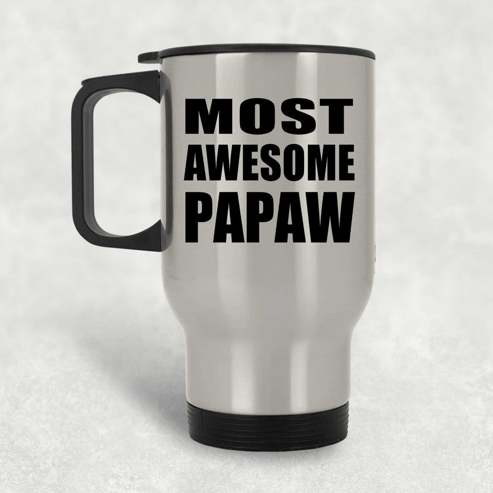 Most Awesome Papaw - Silver Travel Mug