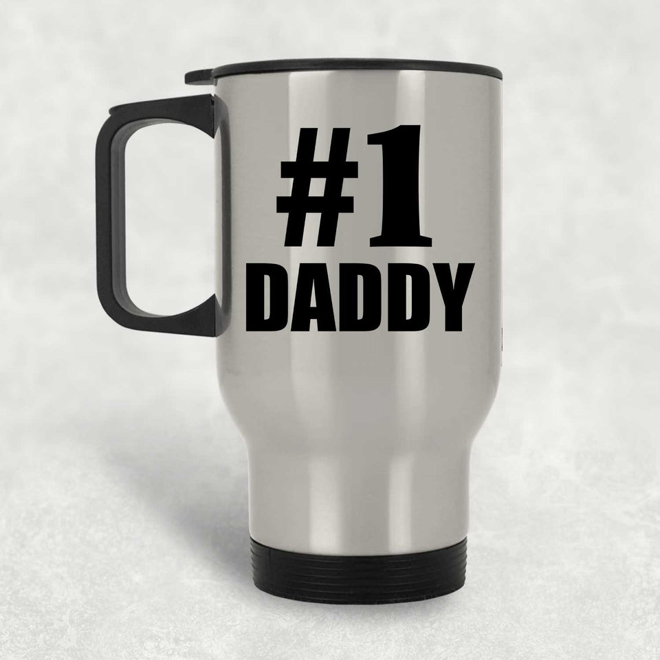 Number One #1 Daddy - Silver Travel Mug