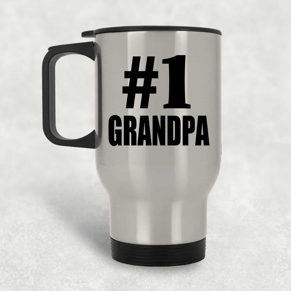 Number One #1 Grandpa - Silver Travel Mug