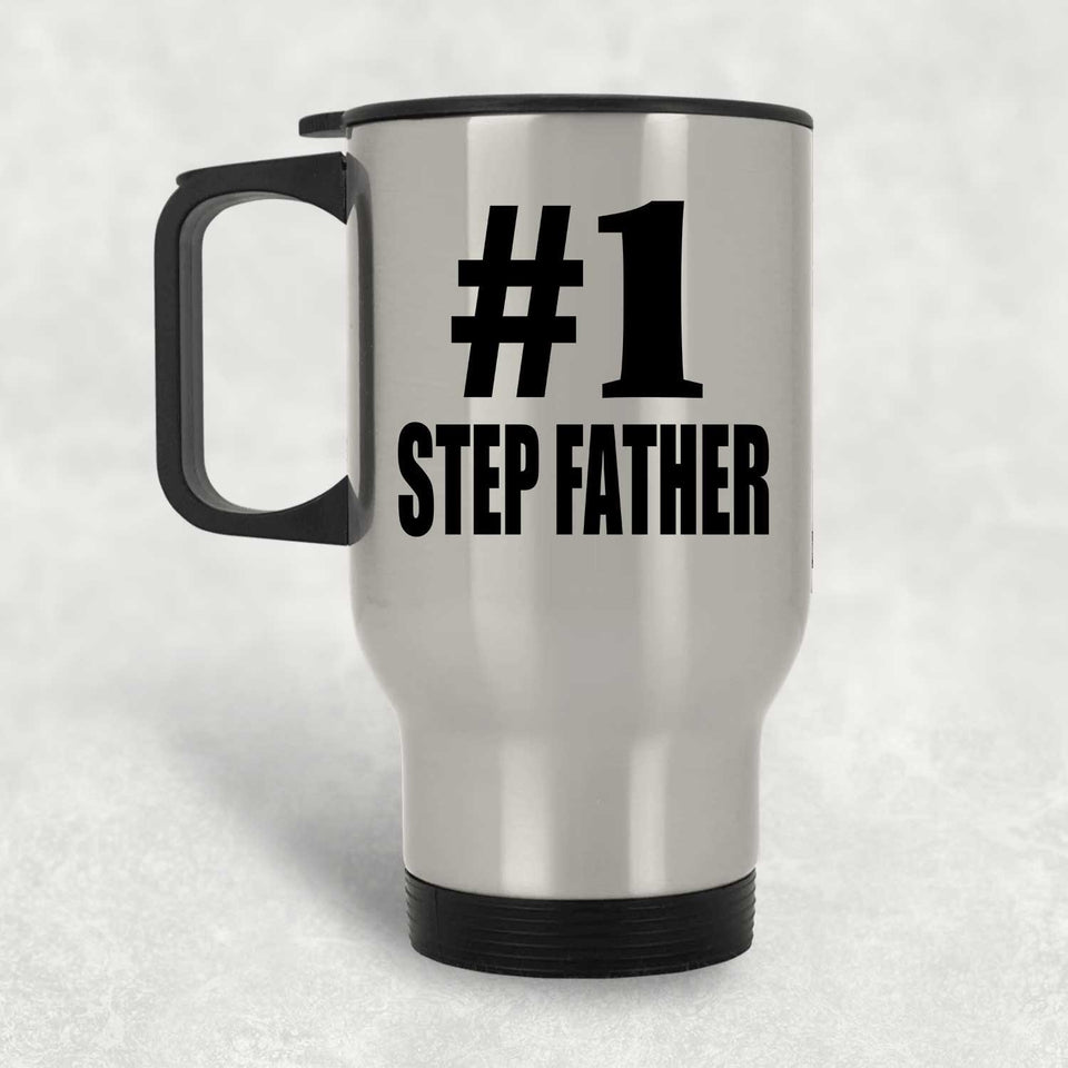 Number One #1 Step Father - Silver Travel Mug