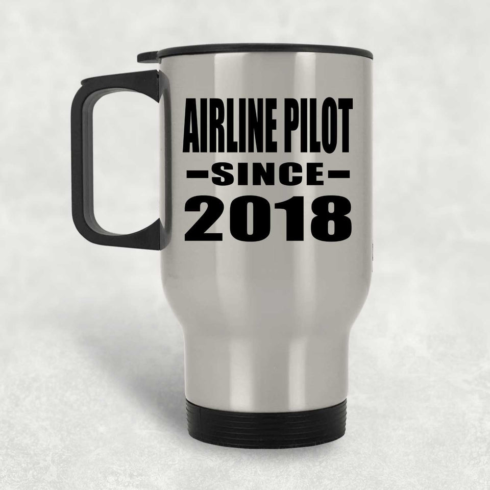 Airline Pilot Since 2018 - Silver Travel Mug