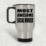 Most Awesome Social Worker - Silver Travel Mug