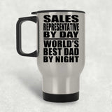 Sales Representative By Day World's Best Dad By Night - Silver Travel Mug