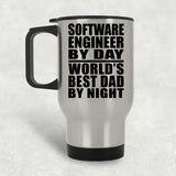 Software Engineer By Day World's Best Dad By Night - Silver Travel Mug