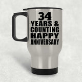 Happy 34th Anniversary 34 Years & Counting - Silver Travel Mug