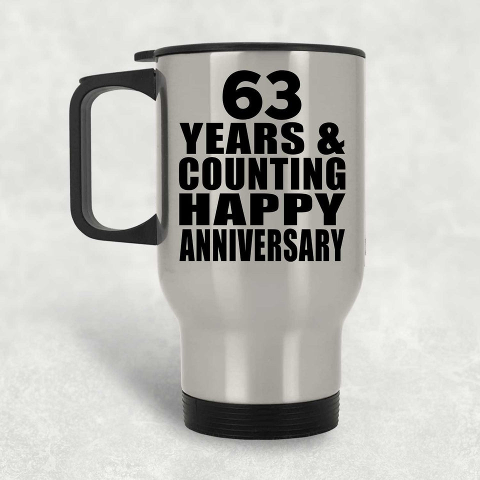 Happy 63rd Anniversary 63 Years & Counting - Silver Travel Mug