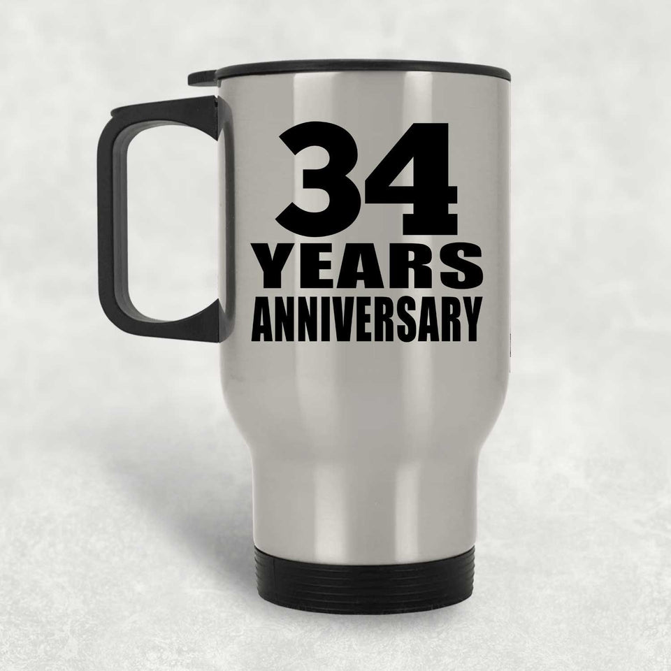 34th Anniversary 34 Years - Silver Travel Mug