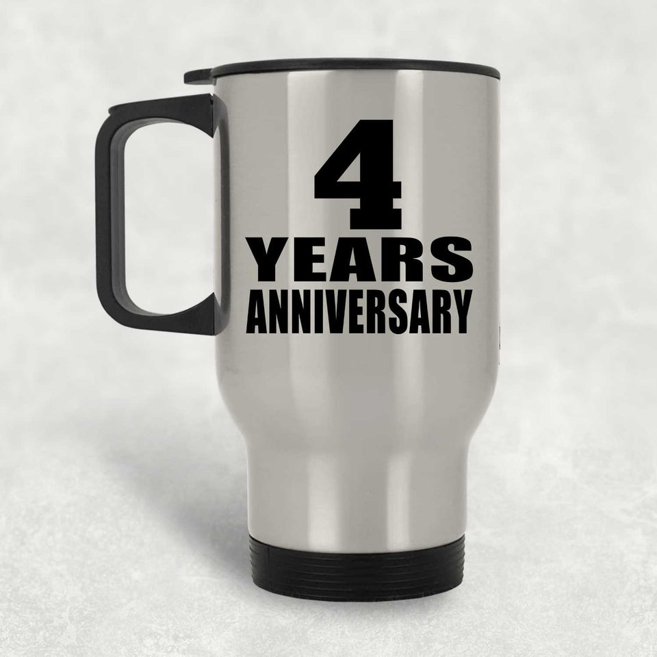 4th Anniversary 4 Years - Silver Travel Mug