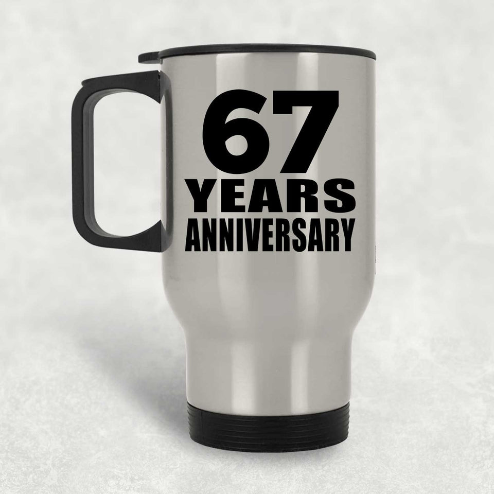 67th Anniversary 67 Years - Silver Travel Mug