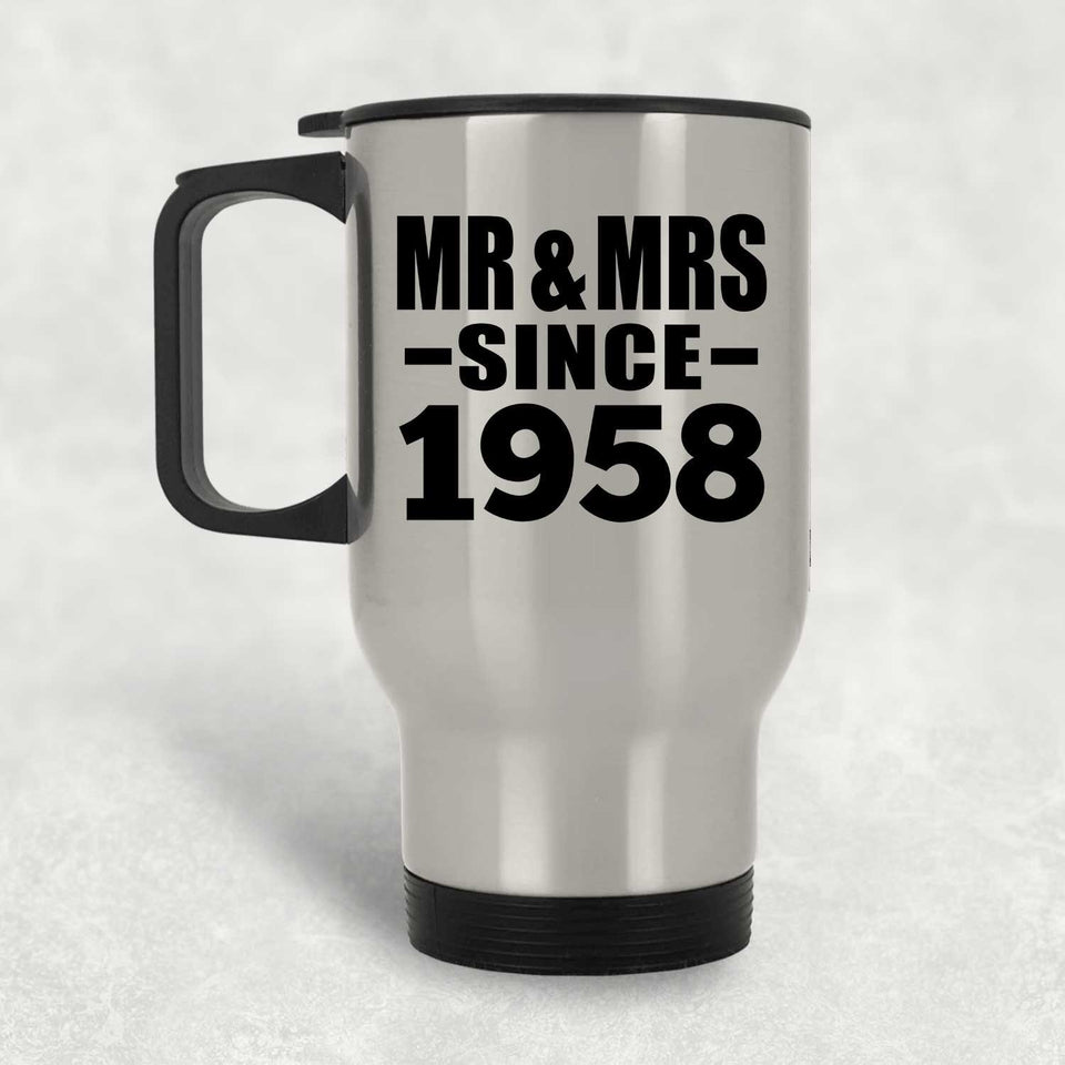 66th Anniversary Mr & Mrs Since 1958 - Silver Travel Mug