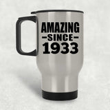 91st Birthday Amazing Since 1933 - Silver Travel Mug