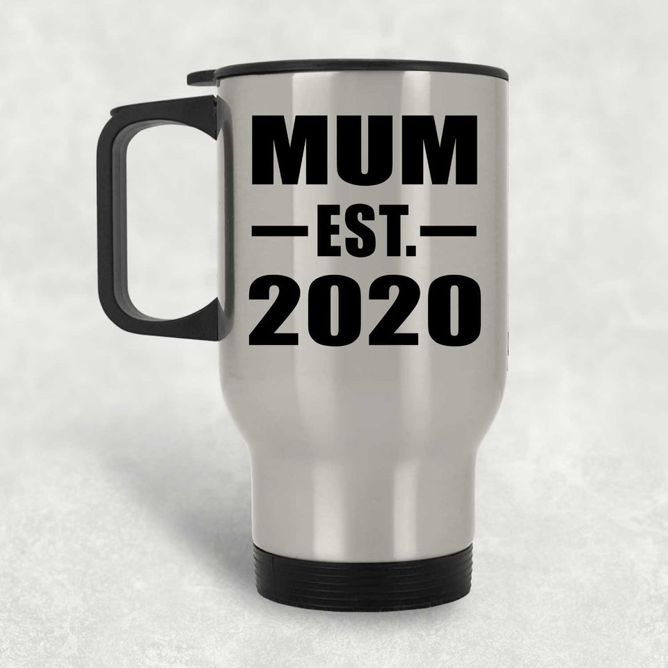 Mum Established EST. 2020 - Silver Travel Mug