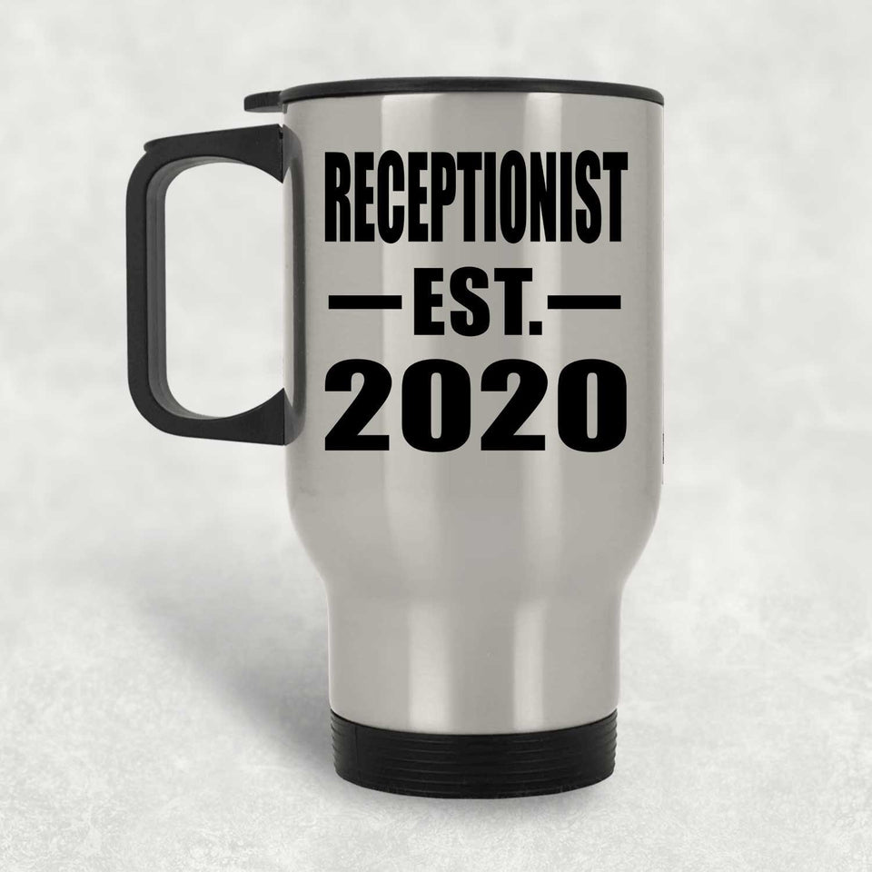 Receptionist Established EST. 2020 - Silver Travel Mug
