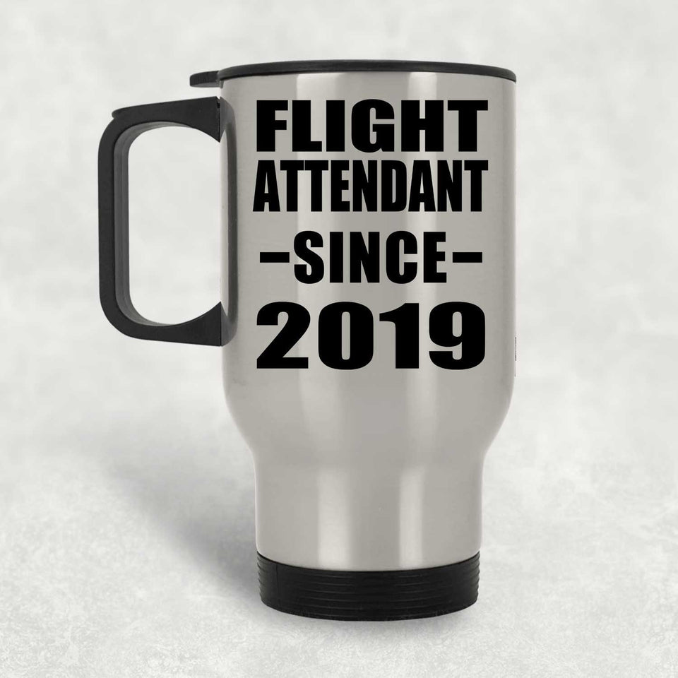 Flight Attendant Since 2019 - Silver Travel Mug