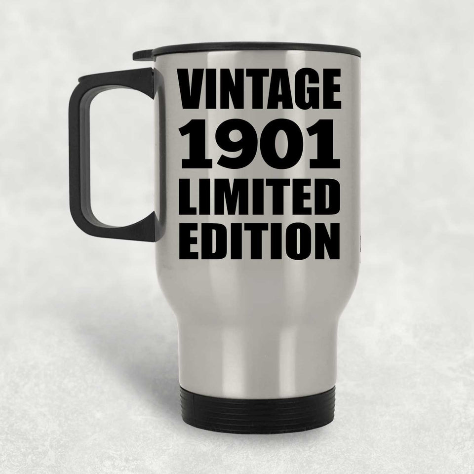 123rd Birthday Vintage 1901 Limited Edition - Silver Travel Mug
