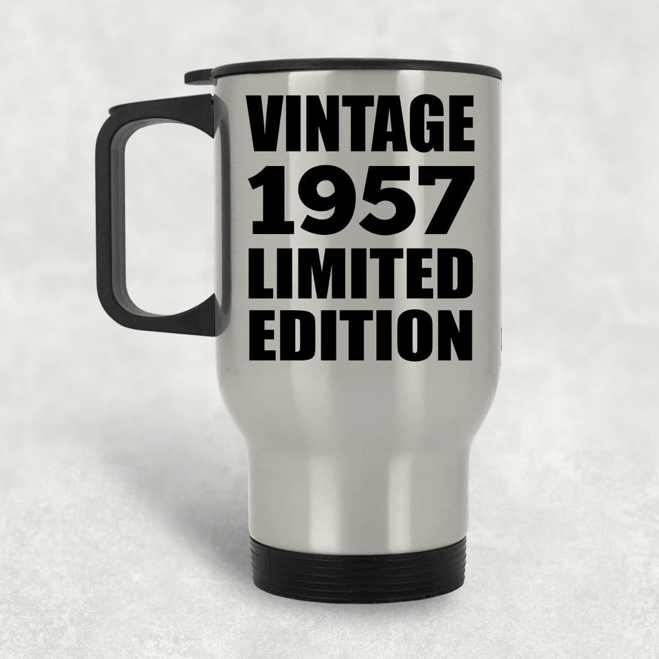 67th Birthday Vintage 1957 Limited Edition - Silver Travel Mug