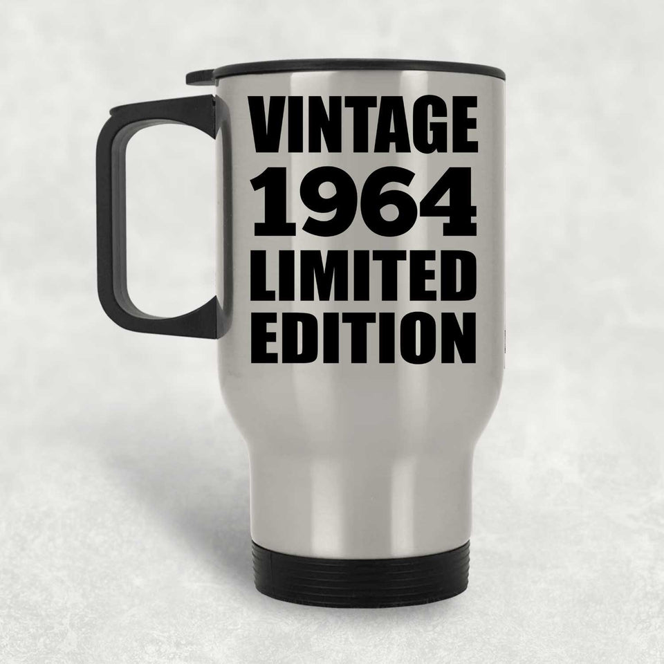 60th Birthday Vintage 1964 Limited Edition - Silver Travel Mug