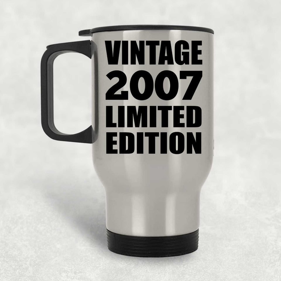 17th Birthday Vintage 2007 Limited Edition - Silver Travel Mug