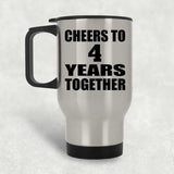 4th Anniversary Cheers To 4 Years Together - Silver Travel Mug