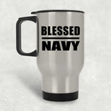 Blessed Navy - Silver Travel Mug