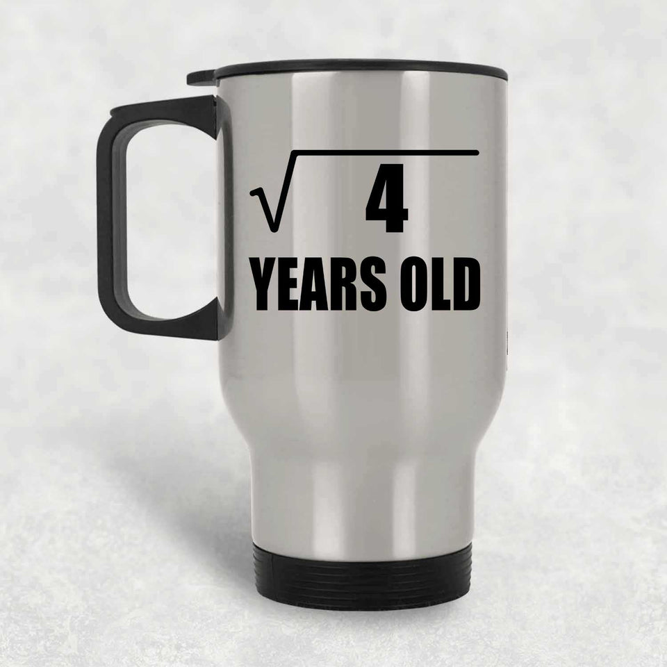 2nd Birthday Square Root of 4 Years Old - Silver Travel Mug