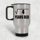 2nd Birthday Square Root of 4 Years Old - Silver Travel Mug