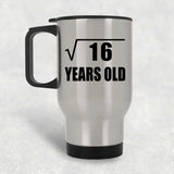4th Birthday Square Root of 16 Years Old - Silver Travel Mug