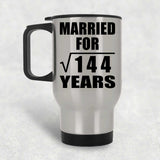 12th Anniversary Married For Square Root of 144 Years - Silver Travel Mug