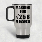 16th Anniversary Married For Square Root of 256 Years - Silver Travel Mug