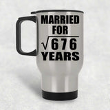 26th Anniversary Married For Square Root of 676 Years - Silver Travel Mug