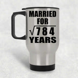 28th Anniversary Married For Square Root of 784 Years - Silver Travel Mug
