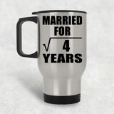 2nd Anniversary Married For Square Root of 4 Years - Silver Travel Mug