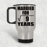 3rd Anniversary Married For Square Root of 9 Years - Silver Travel Mug