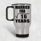 4th Anniversary Married For Square Root of 16 Years - Silver Travel Mug