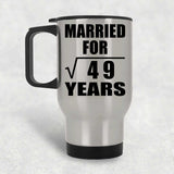 7th Anniversary Married For Square Root of 49 Years - Silver Travel Mug