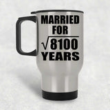 90th Anniversary Married For Square Root of 8100 Years - Silver Travel Mug