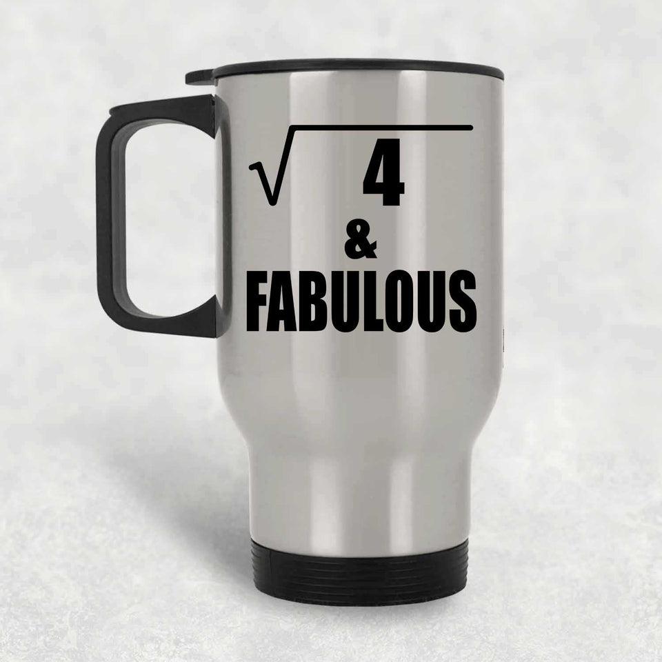 2nd Birthday Square Root of 4 & Fabulous - Silver Travel Mug
