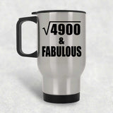 70th Birthday Square Root of 4900 & Fabulous - Silver Travel Mug