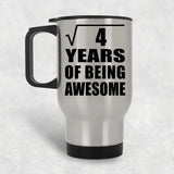 2nd Birthday Square Root of 4 Years of Being Awesome - Silver Travel Mug
