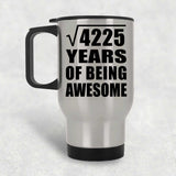 65th Birthday Square Root of 4225 Years of Being Awesome - Silver Travel Mug